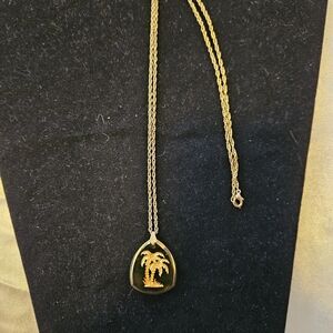 Gold Palm Tree Pendant Necklace
